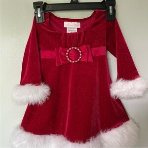 Bonnie Baby, Baby Girl’s Red Holiday Dress, Size 12M